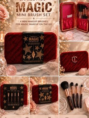 Charlotte Tilbury Red Velvet Mini Brush Set with Rose Gold Accents